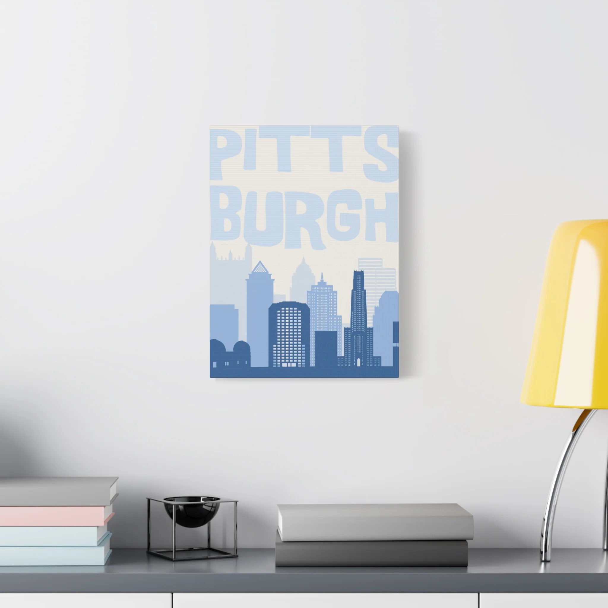 Pittsburgh Blues Canvas — Modern Minimalist City Area Code Print - Image 3