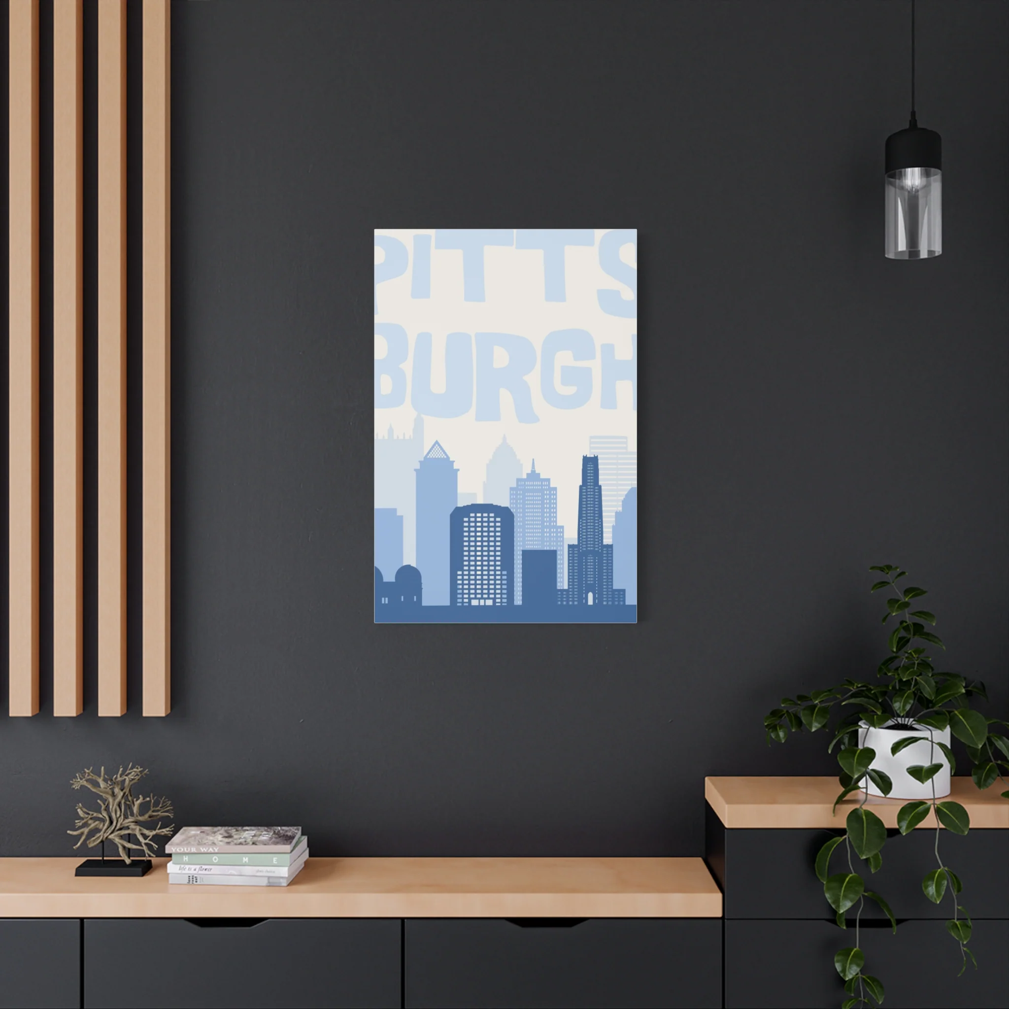 Pittsburgh Blues Canvas — Modern Minimalist City Area Code Print - Image 4